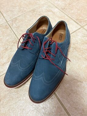 Johnson & Murphy blue waxed suede wingtip shoes sz 10.5